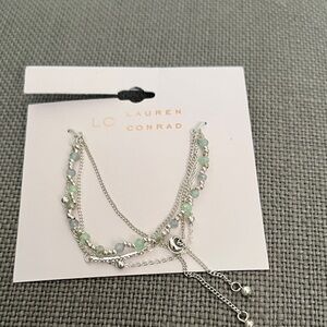 LC, Adjustable Silver Bracelet w/ Pastel Beads